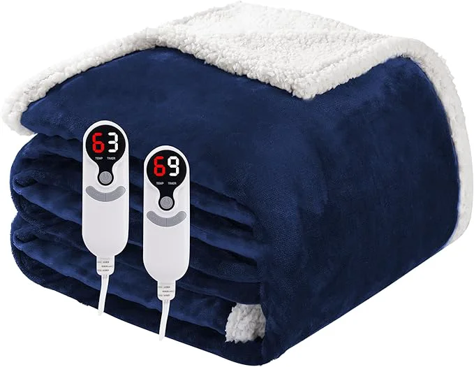 Fashionable Electric Heated Blanket Queen Size 84 x90 Soft Flannel Solid
