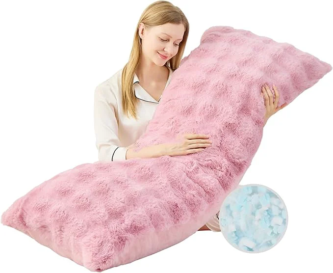 Expertly Made YZ HOME Faux Fur Fluffy Body Pillow Natural