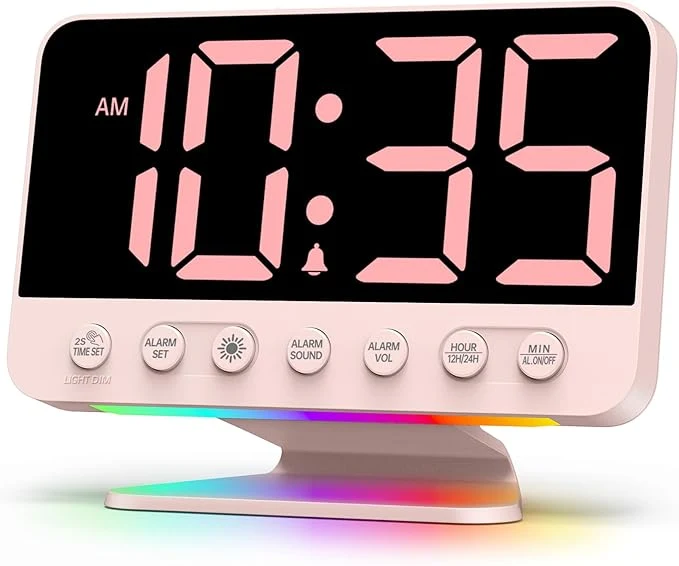 Classic Odokee Digital Alarm Clocks for Bedrooms Large Bold Number 5 Brightness Dimmer Pure