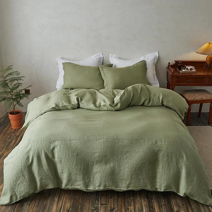 Crafted Simple Opulence Washed Linen Duvet Cover Set 88 x92 Convenient