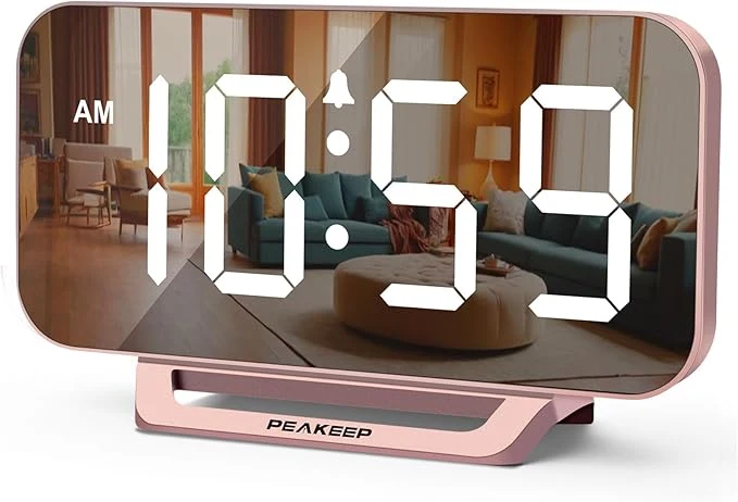 Premium Material Peakeep Slim Digital Mirror Aesthetic Alarm Clock Healthy