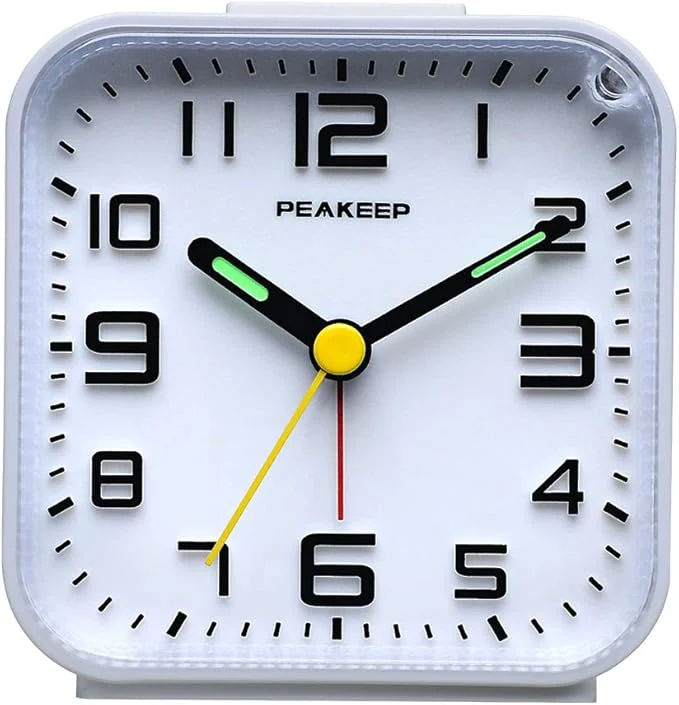 Fine Peakeep 3D Numbers No Tick-Tock Analog Alarm Clock Pure