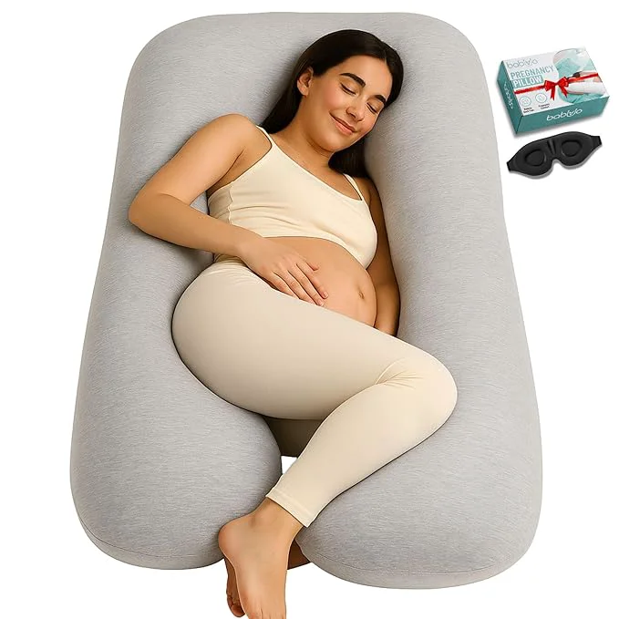Premium U-Shaped Pregnancy Pillow – Cotton Cover Full Body Maternity Support Elegant