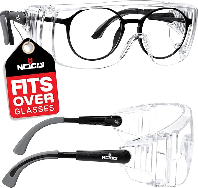 Enhanced NoCry Safety Glasses Over Eyeglasses — Fog and Scratch-Resistant Over Glasses Dependable