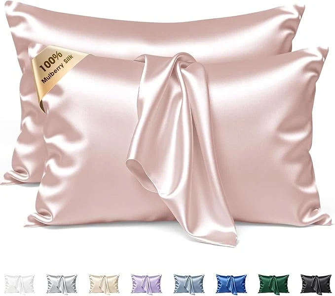 Durable Silk Pillow Cases 2 Pack King Size Mulberry Silk Pillowcase Set of 2 Casual