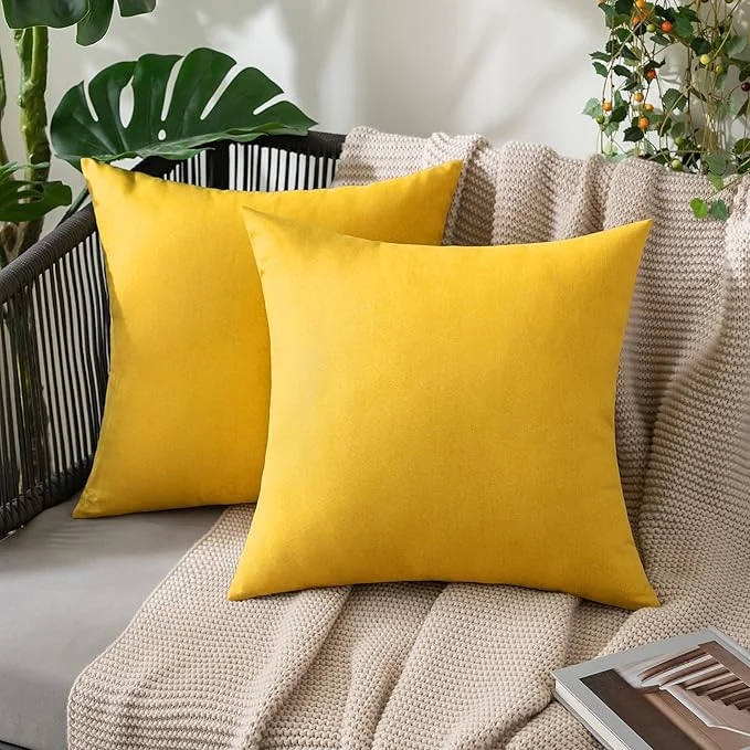 Trendy MIULEE Pack of 2 Decorative Outdoor Solid Waterproof Throw Pillow Covers Faux Classic