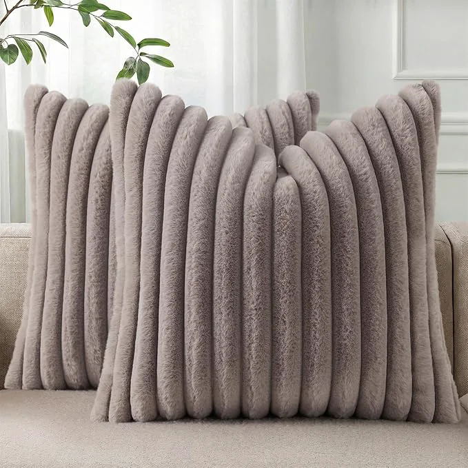 High-Quality Pallene Faux Fur Plush Throw Pillow Covers 18x18 Set of 2 Luxury Soft Fluffy Trusted