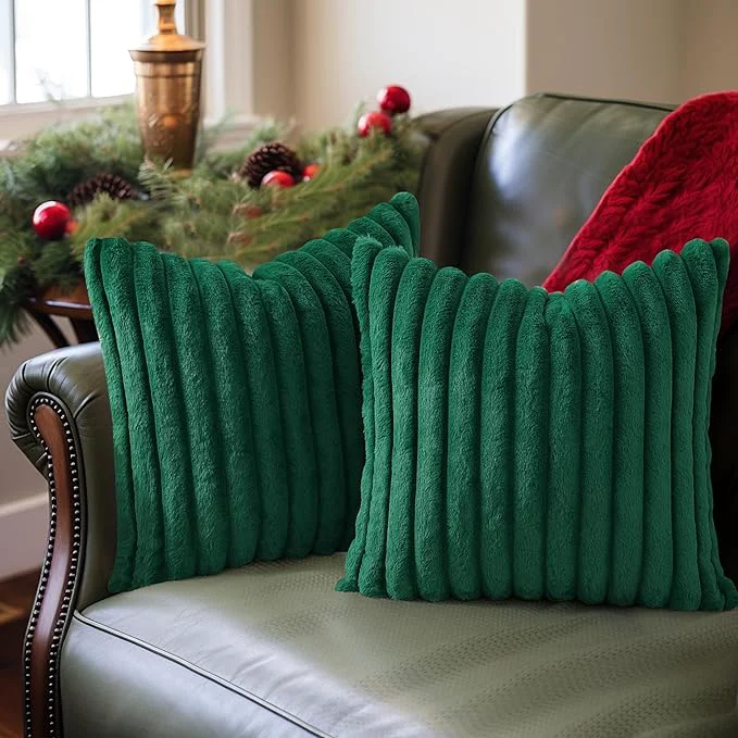 Fast Pallene Faux Fur Plush Christmas Throw Pillow Covers 18x18 Set of 2 Luxury Recyclable