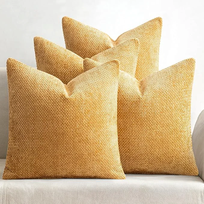 Minimalist MIULEE Pack of 4 Couch Throw Pillow Covers 20x20 Inch Gold Soft Decorative Versatile