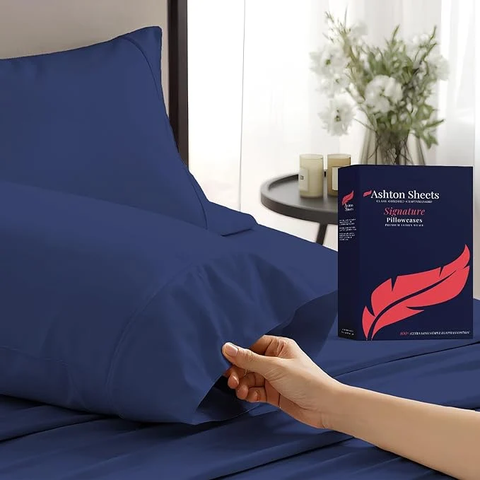Refined Egyptian Cotton Pillow Cases Standard Queen Size Set of 2 Green