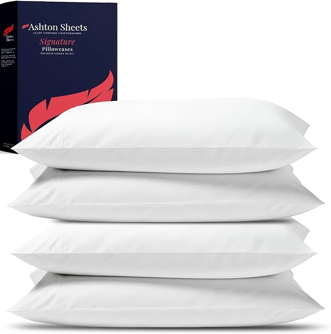 Contemporary Egyptian Cotton Pillow Cases King Size Set of 4 Comfortable
