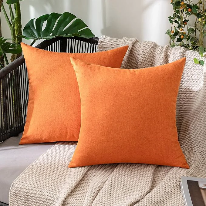 Carefully Designed MIULEE Pack of 2 Decorative Outdoor Solid Waterproof Throw Pillow Covers Faux Secure