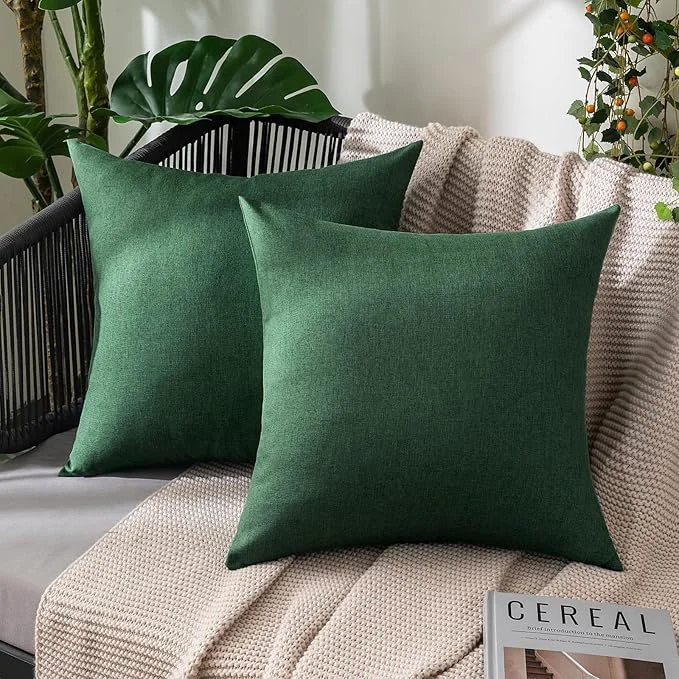 Expertly Made MIULEE Pack of 2 Decorative Outdoor Solid Waterproof Throw Pillow Covers Faux Smart