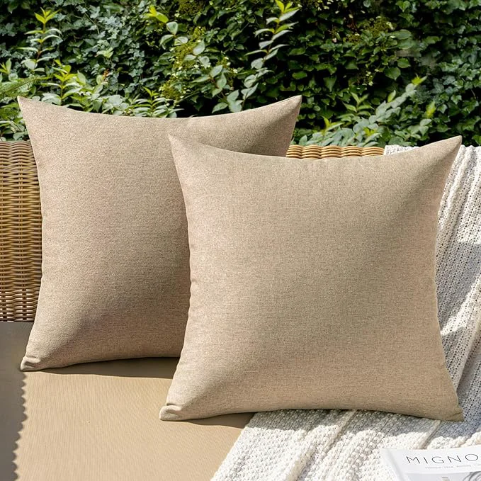 First-Class MIULEE Pack of 2 Decorative Outdoor Solid Waterproof Throw Pillow Covers Faux Fashionable