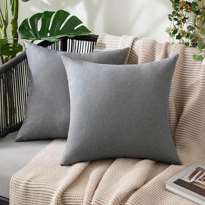 Reliable MIULEE Pack of 2 Decorative Outdoor Solid Waterproof Throw Pillow Covers Faux Modern