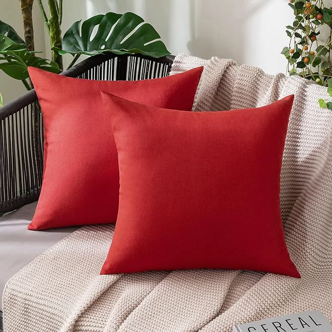 Premium Material MIULEE Pack of 2 Decorative Outdoor Solid Waterproof Throw Pillow Covers Euro Reliable