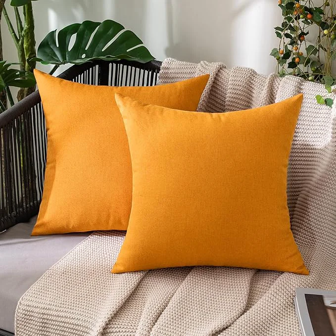 Environmentally Friendly MIULEE Pack of 2 Decorative Outdoor Solid Waterproof Throw Pillow Covers Faux Reusable