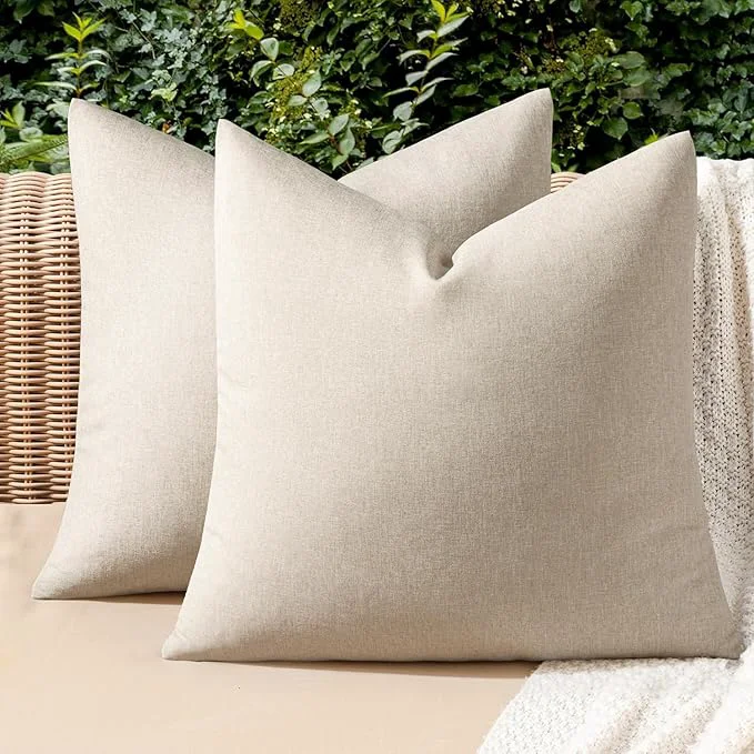 Comfortable MIULEE Pack of 2 Decorative Outdoor Solid Waterproof Throw Pillow Covers Faux Traditional