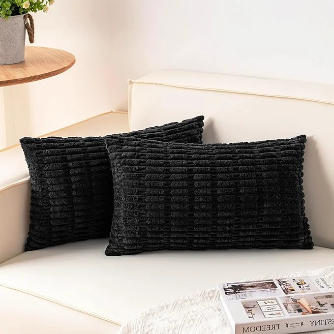 Quality Aegero Pack of 2 Corduroy Decorative Throw Pillow Covers 12x24 Inch Soft Practical