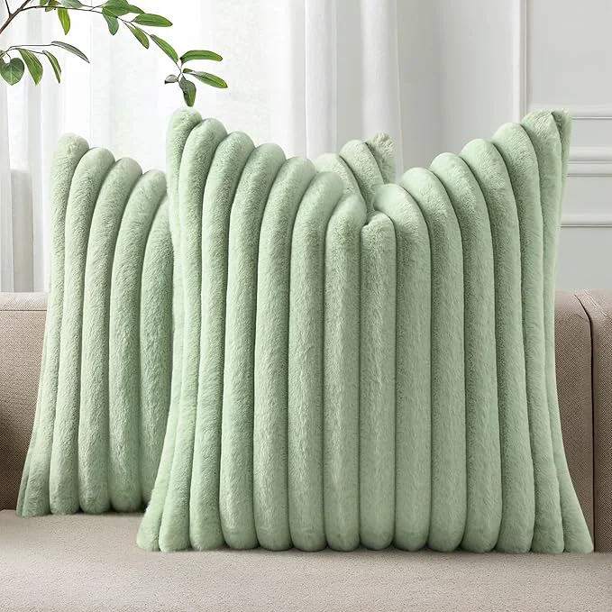 Trusted Pallene Faux Fur Plush Throw Pillow Covers 18x18 Set of 2 Luxury Soft Fluffy