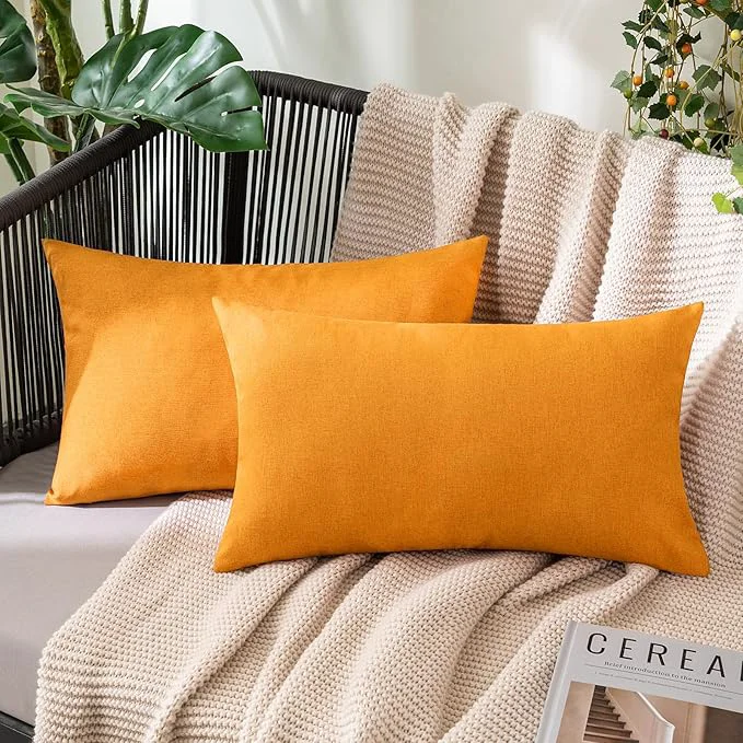 Trendy MIULEE Pack of 2 Decorative Outdoor Solid Waterproof Throw Pillow Covers Faux Expertly Made