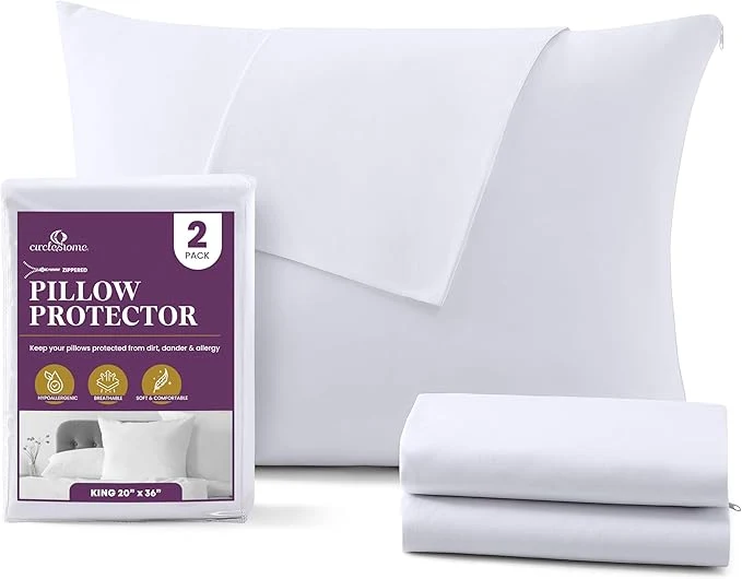 Reusable CirclesHome Pillow Protectors 2 Pack King Zippered Secure
