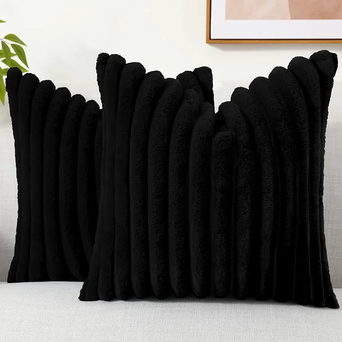 Healthy decorUhome Cozy Faux Fur Throw Pillow Covers 22x22 Set of 2 Decorative Soft Elite