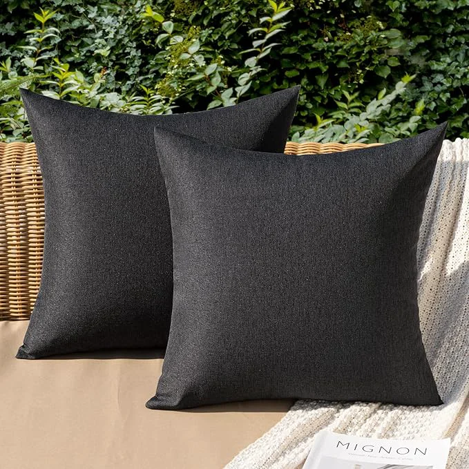 Superior MIULEE Pack of 2 Decorative Outdoor Solid Waterproof Throw Pillow Covers Faux Lightweight