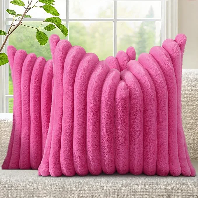 Genuine decorUhome Summer Cozy Faux Fur Throw Pillow Covers 20x20 Set of 2 Decorative Exceptional