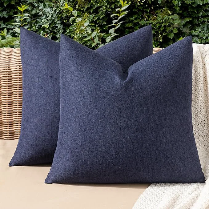 Traditional MIULEE Pack of 2 Decorative Outdoor Solid Waterproof Throw Pillow Covers Faux Long-Lasting