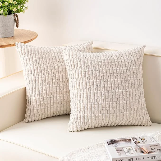 Breathable Aegero Pack of 2 Corduroy Decorative Throw Pillow Covers 16x16 Inch Soft Outstanding