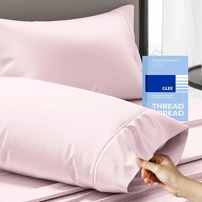 Breathable Thread Spread Cotton Pillow Cases Queen Size Set of 2 Relaxed