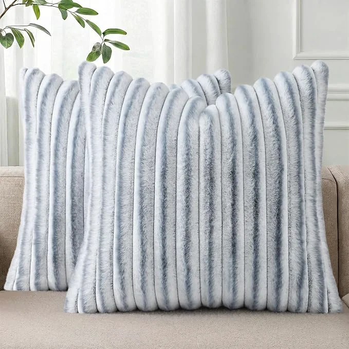 Next-Generation Pallene Faux Fur Plush Throw Pillow Covers 26x26 Set of 2 Luxury Soft Fluffy Casual
