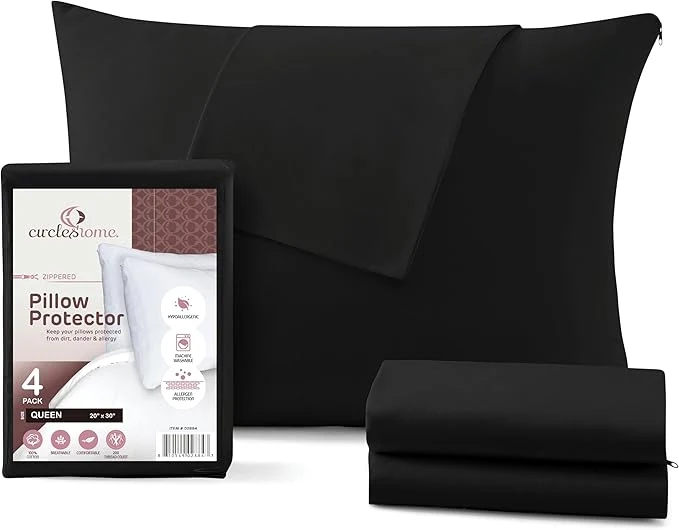 Proven CirclesHome Pillow Protectors 4 Pack Queen Zippered Practical