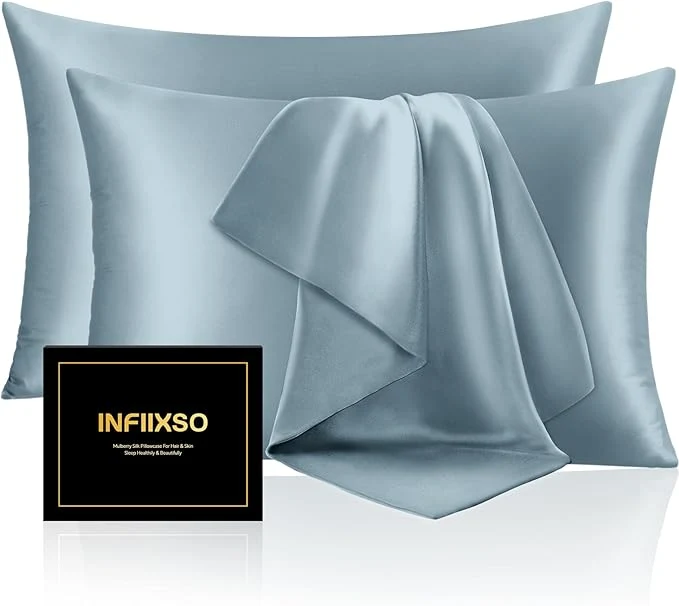Fine Crafted INFIIXSO Mulberry Silk Pillow Cases King Size Set of 2 Silk Pillowcase Smooth