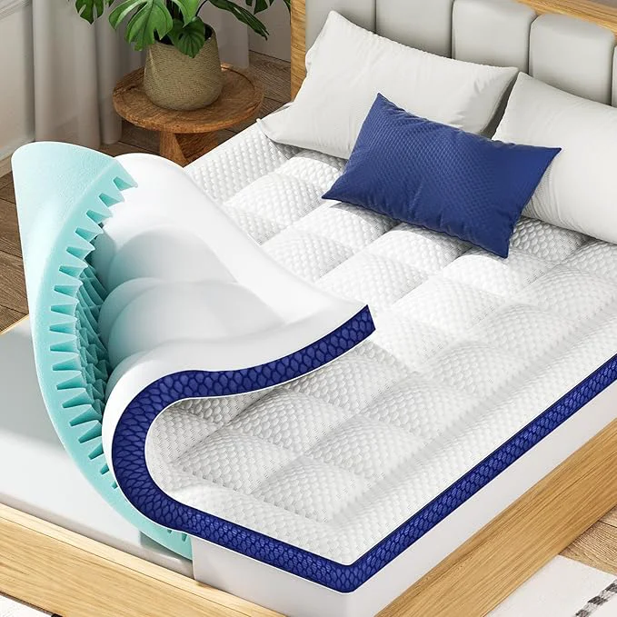 Crafted BEDELITE Queen Mattress Topper Dual Layer 4 Inch Memory Foam Mattress Topper Advanced