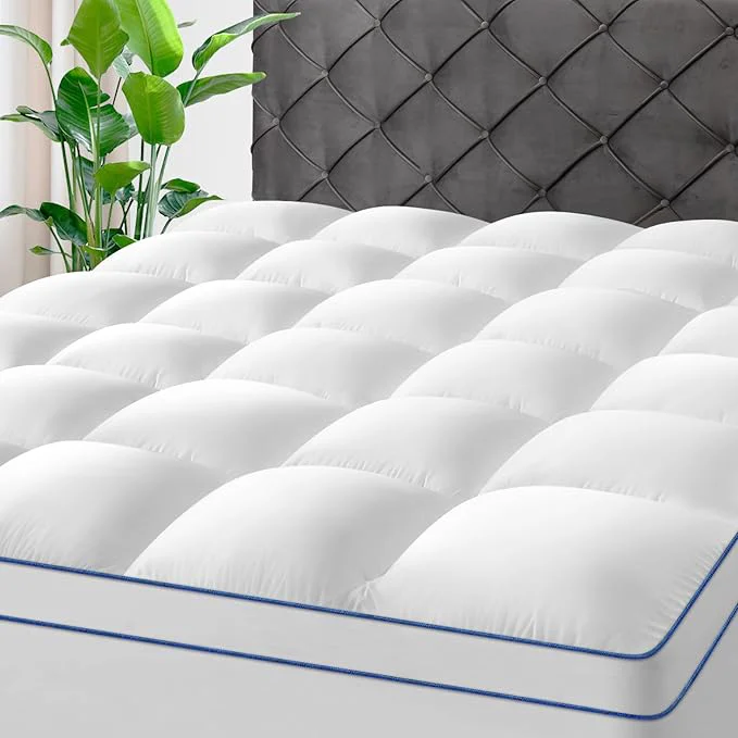 High-End KAYFIA Cal King Mattress Topper Extra Thick Mattress Pad Cover Organic