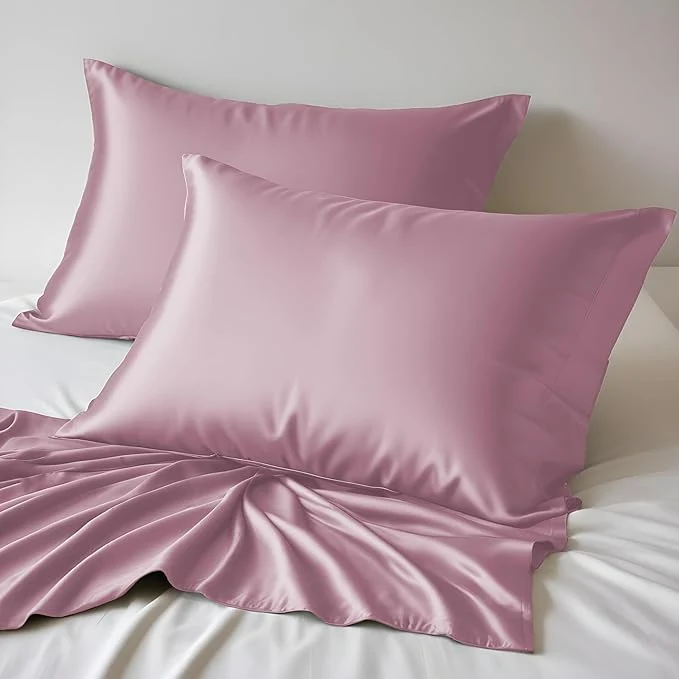 Versatile LINENWALAS Rayon Derived from Bamboo Silk Pillow Cases Set of 2 Soft Reliable