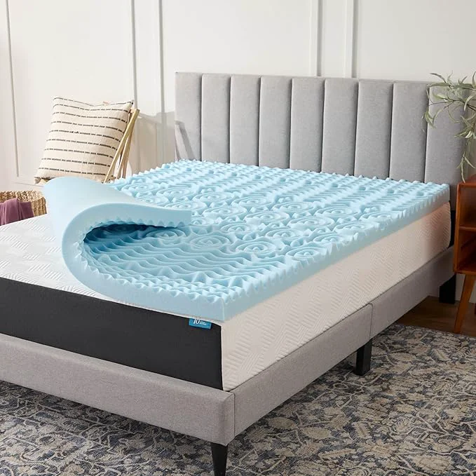 Premium Material LUCID 3 Inch Gel Memory Foam Mattress Topper Twin XL size – 5 Zones – Cooling Dependable