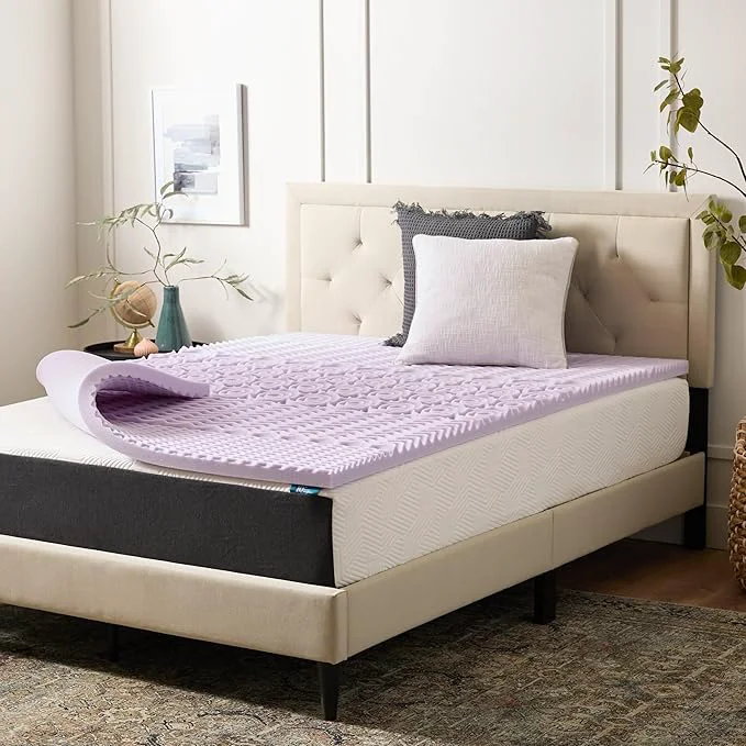Elegant LUCID Lavender Infused 2 Inch Memory Foam Mattress Topper Lightweight