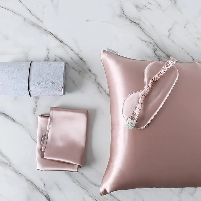 Casual DISANGNI Silk Indulgence Set Premium 22 Momme Mulberry Silk Pillowcase Eye Detailed