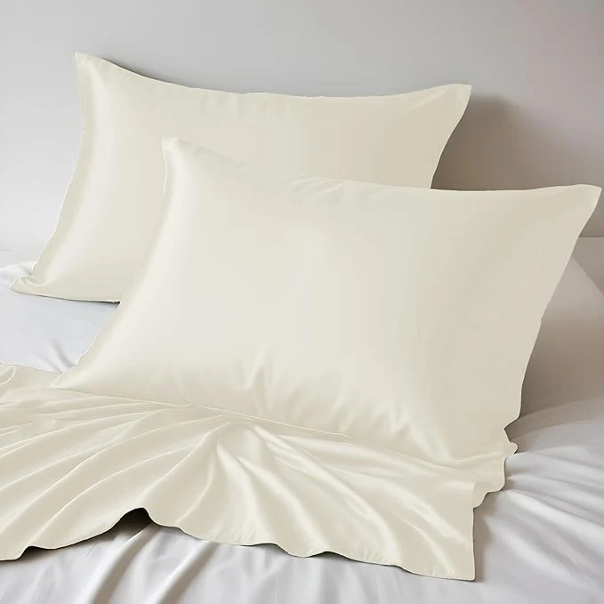 Top-Quality LINENWALAS Rayon Derived from Bamboo Silk Pillow Cases Set of 2 Soft Recyclable