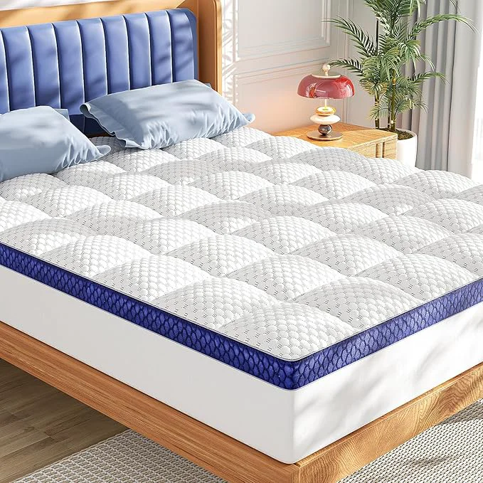 Sustainable BEDELITE Queen Mattress Topper 3 Inch Thick Mattress Pad Plush Pillow Top Bed Exceptional
