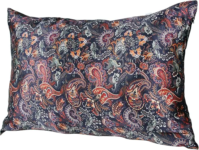 Trendy MANSPHIL Purple Paisley Silk Pillowcases Queen Size Bohomian Brown Floral Flexible