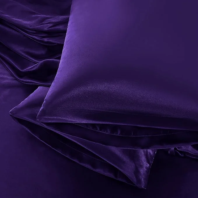Crafted Aormenzy Satin Pillow Cases for Women Standard Size Set of 2 Fade Resistant Solid