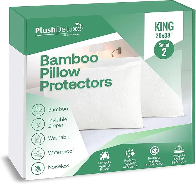 Dependable Premium King 20''x38'' Waterproof Pillow Protector Covers Authentic