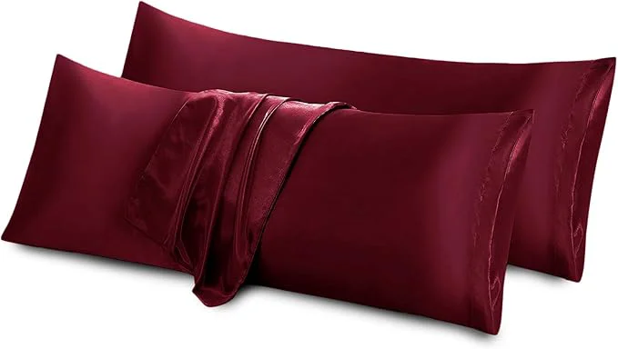 Eco-Friendly Aormenzy Satin Body Pillow Cover Set of 2 20x54 Inches Burgundy Body Pillow Comfortable