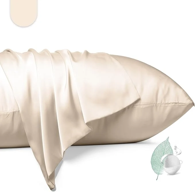 Relaxed Mulberry Silk Pillowcase 2 Pack Standard Size Silk Pillow Cases Natural