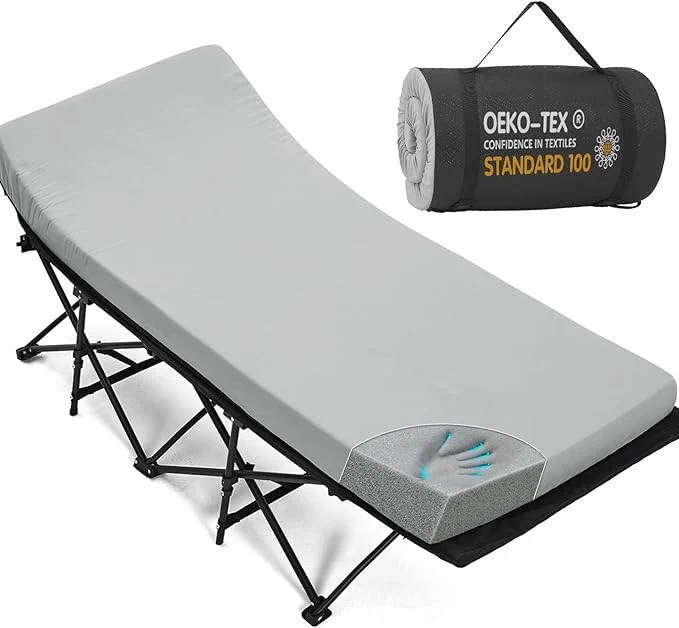 Environmentally Friendly CYMULA Camping Cot Mattress 2in Memory Foam Sleeping Pad Soft Warm Non-Slip Lightweight