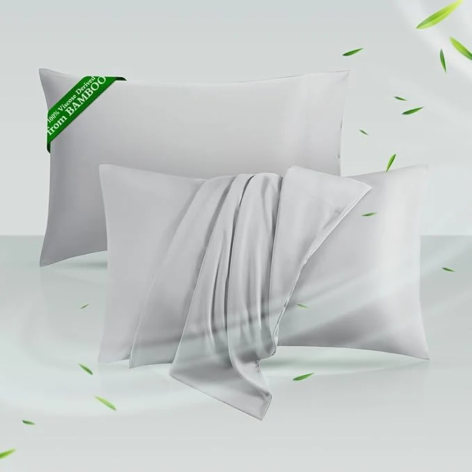 Exclusive Cooling Pillowcases Queen Size Set of 2 Viscose Derived from Bamboo Refined